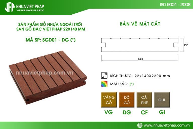 Gỗ nhựa ngoài trời Nhựa Việt Pháp