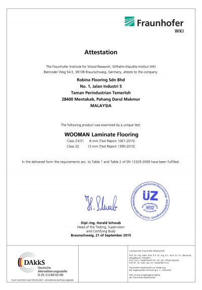 Sàn gỗ WOODMAN đạt chứng nhận EN 13329:2009