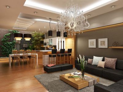 Phòng khách trở nên ấn tượng với sàn nhựa giả gỗ